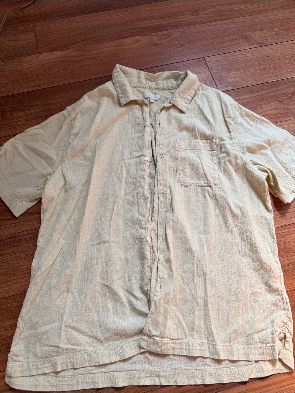 Urban Outfitters Light Yellow Short-Sleeve Button-Down Shirt- STANDARD CLOTH